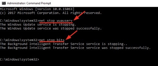 use prompt to reset windows update components