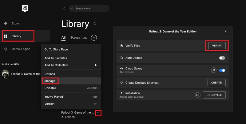 verify game files on epic game launcher