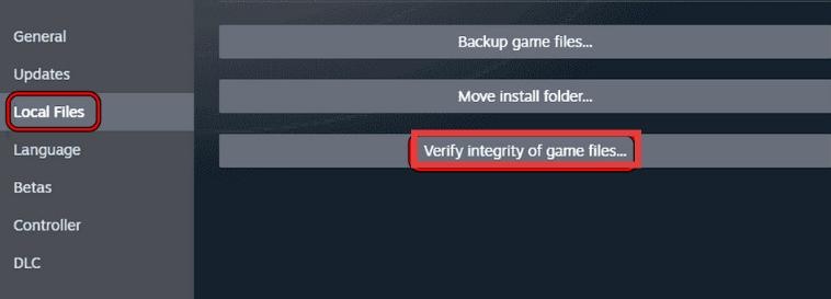 verify integrity of game files on steam