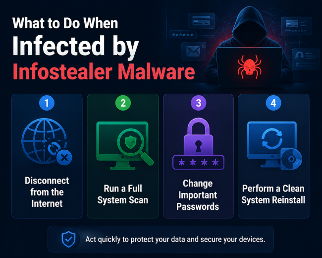 what to do when infected by infostealer malware