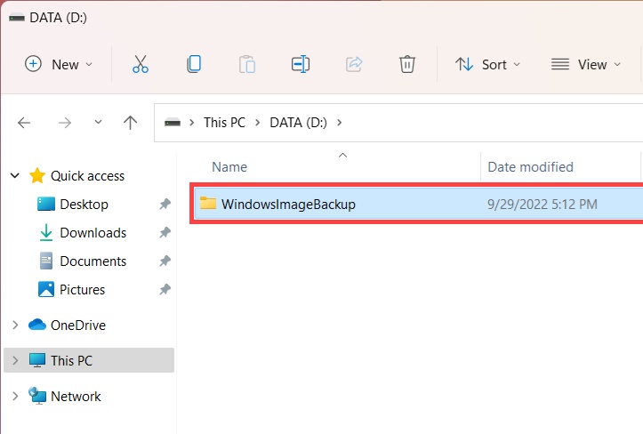 windows image backup folder