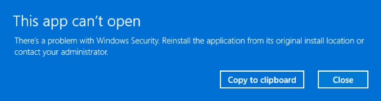 windows security not opening
