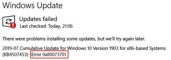 [Error Fix] Fix Windows Update Error 0x80073701