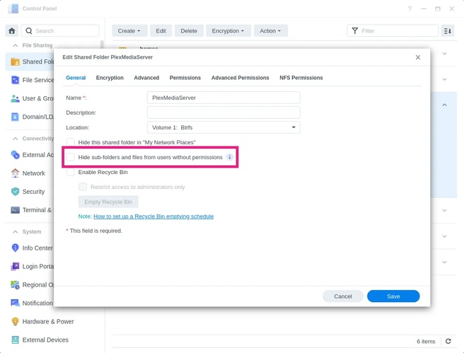 check shared folder on dsm