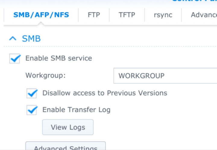 confirm to enable smb service