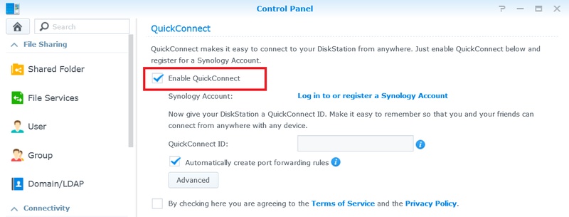 enable quickconnect option