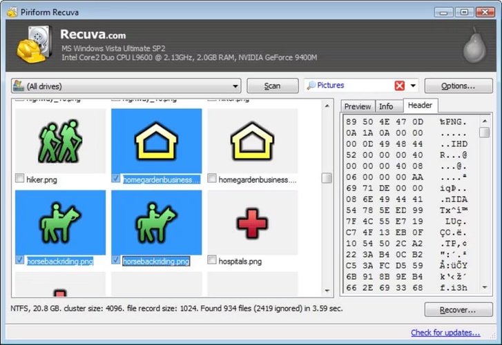 restart recuva