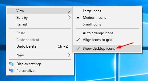 show desktop icons for recycle bin