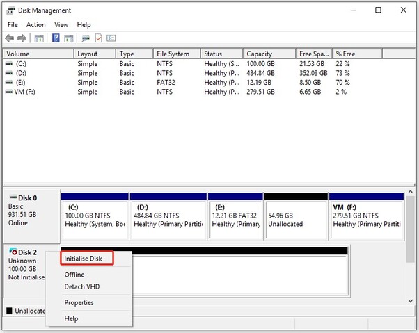 initialiser le disque