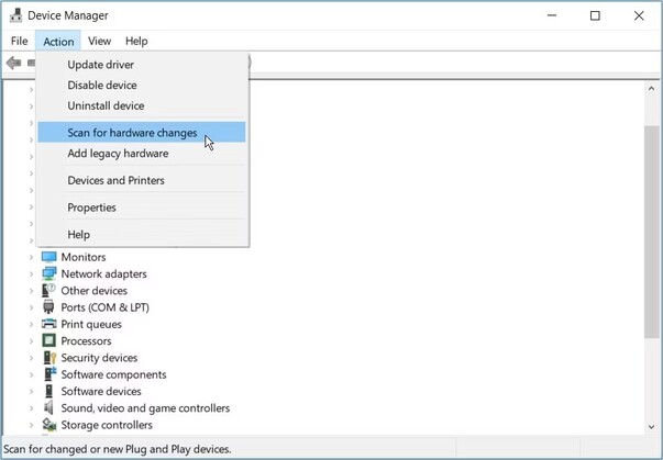 Escanear para cambios de hardware