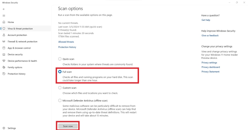 Vollständiger Windows-Scan zum Auffinden von Malware