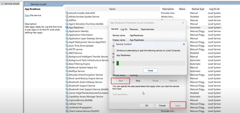 App Readiness Änderungen anwenden