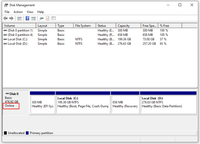 check if the drive is online