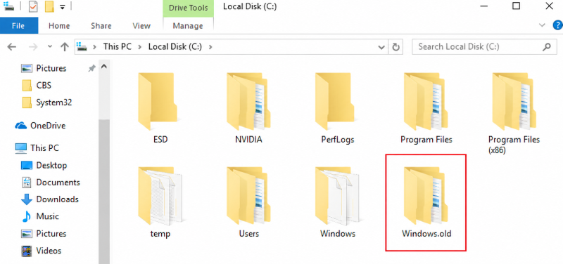 Windows.old 폴더 확인