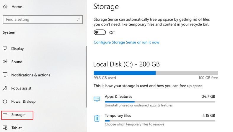 ausreichend Festplattenspeicher auf Windows sicherstellen