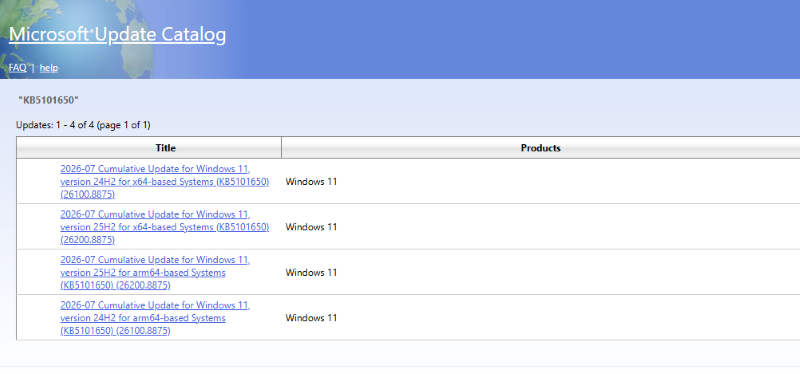 install kb5101650 from microsoft update catalog