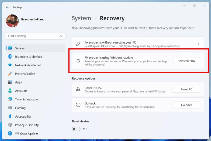 reinstall kb update