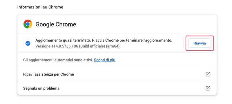 Aggiorna o cambia browser