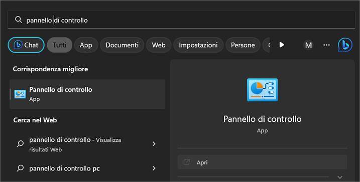 opzioni di visualizzazione del pannello di controllo in Windows