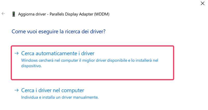 Cerca automaticamente i driver