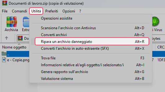 riparare archivio zip