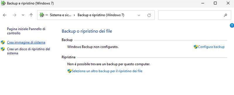 Crea un'immagine di sistema
