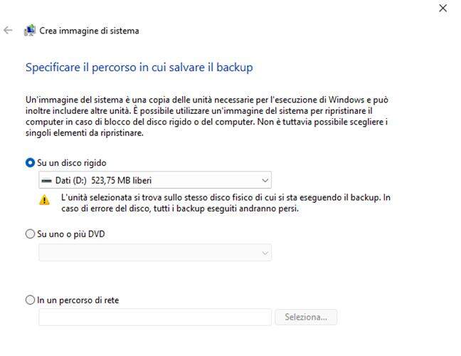 Crea un'immagine di sistema