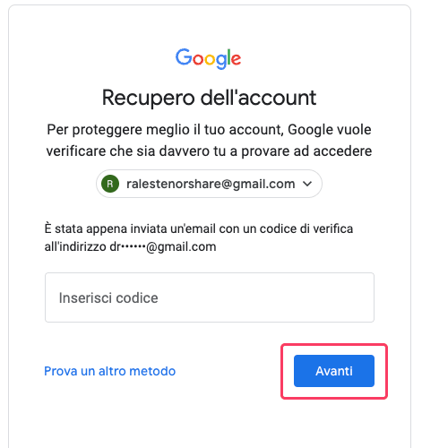 come posso recuperare il mio account Gmail