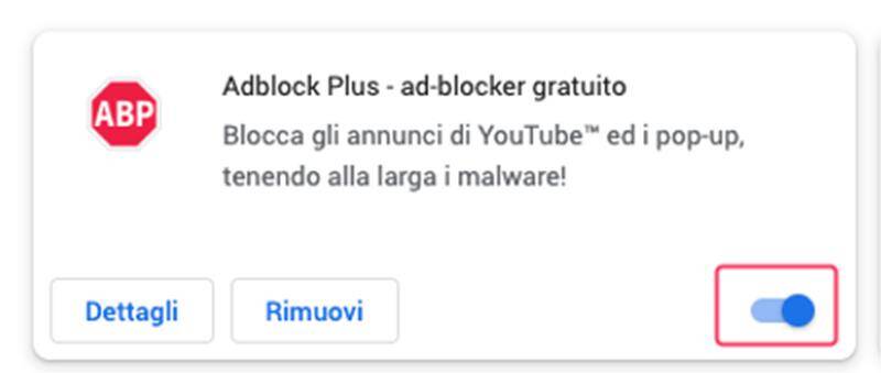 Disabilita o rimuovi componenti aggiuntivi/estensioni del browser