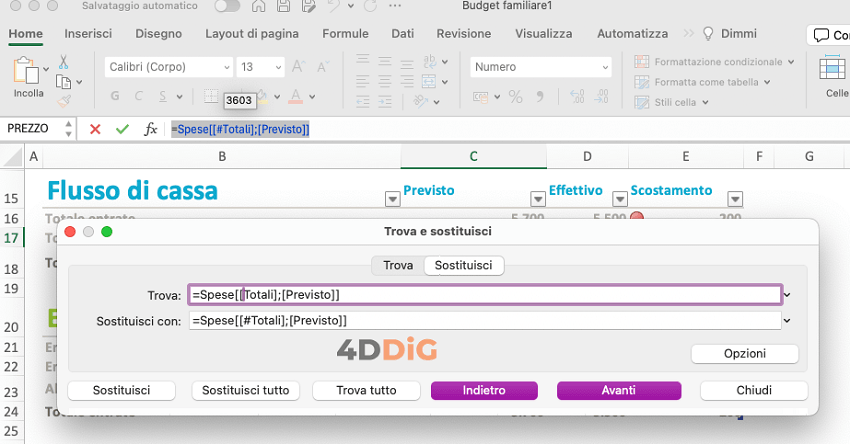 uno o più riferimenti a formule in questo foglio di lavoro Excel