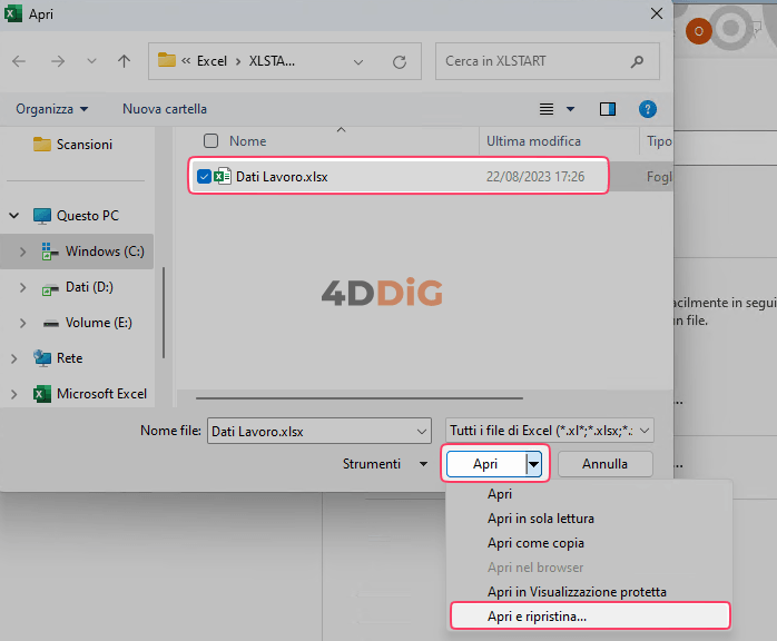 Il formato e l’estensione del file non corrispondono