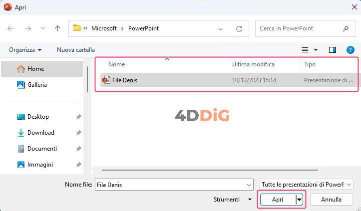 recuperare la versione precedente di powerpoint 6
