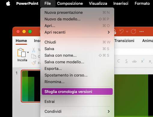 recuperare la versione precedente di powerpoint 8