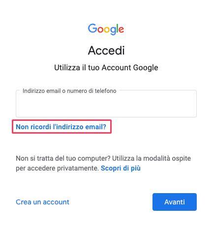 come recuperare password gmai 5
