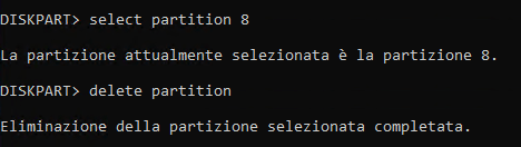 rimuovere partizioni da SSD Windows 10