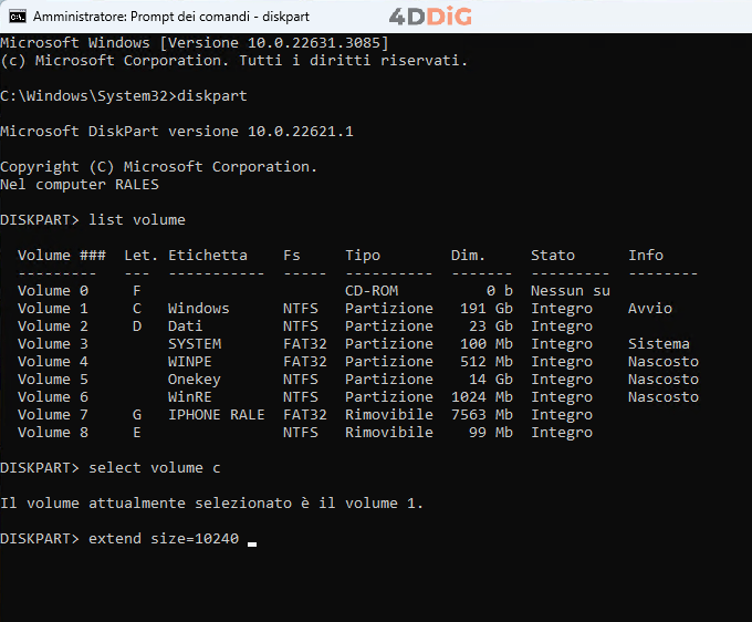 estendere partizione disco c windows 10