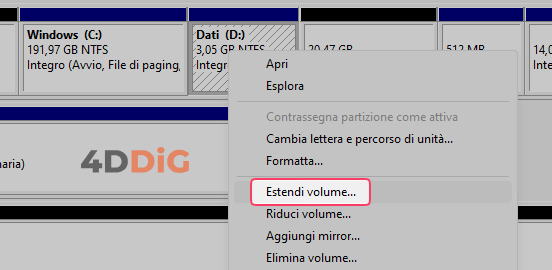 estendere disco c windows 10