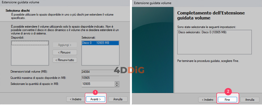estendere disco c windows 10