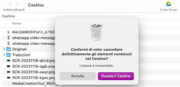 impossibile svuotare cestino mac 7