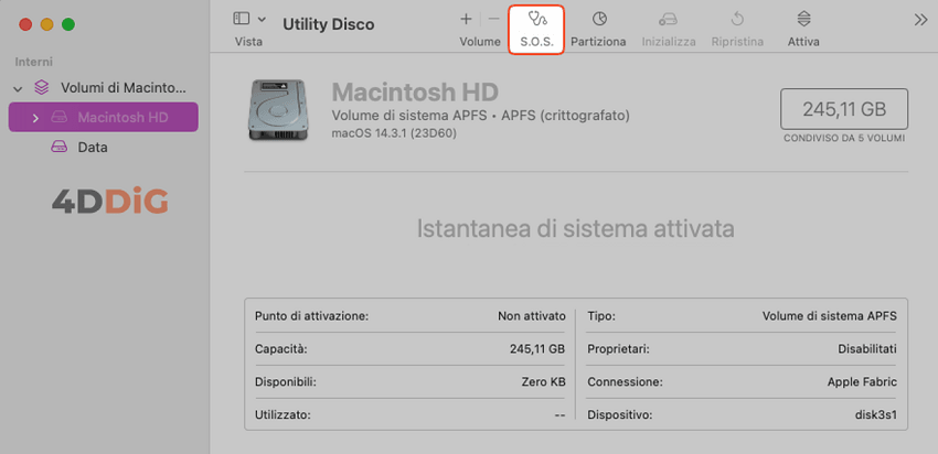 macOS non può riparare il disco
