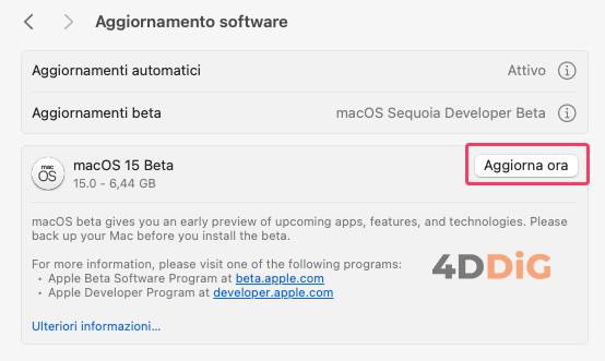 come installare la beta di macos sequoia