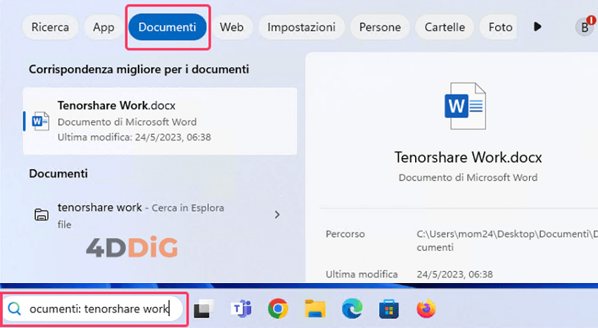 come trovare un file Word salvato