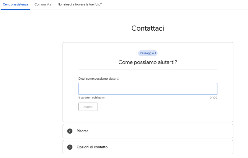 Contatta l’assistenza Google