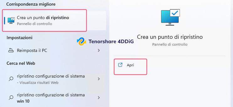 Ripristino configurazione di sistema