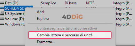 formattare la scheda SD