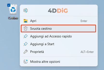 Come svuotare il cestino su