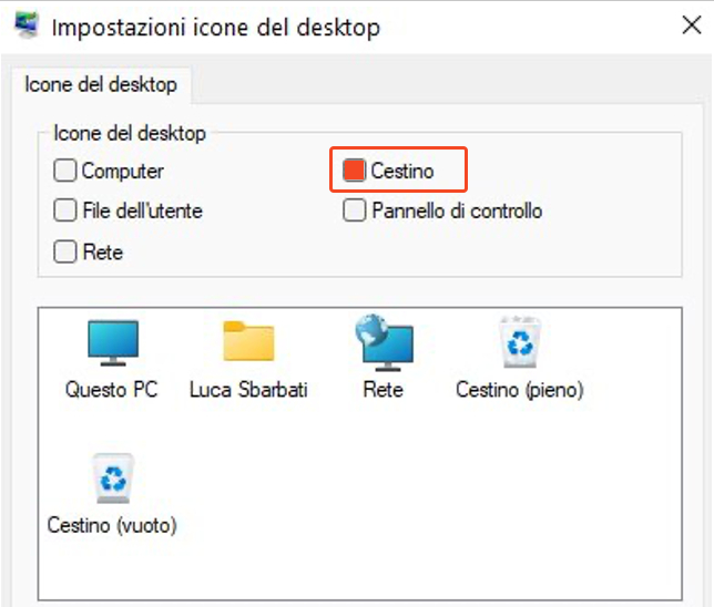 Ripristina le Icone del Desktop