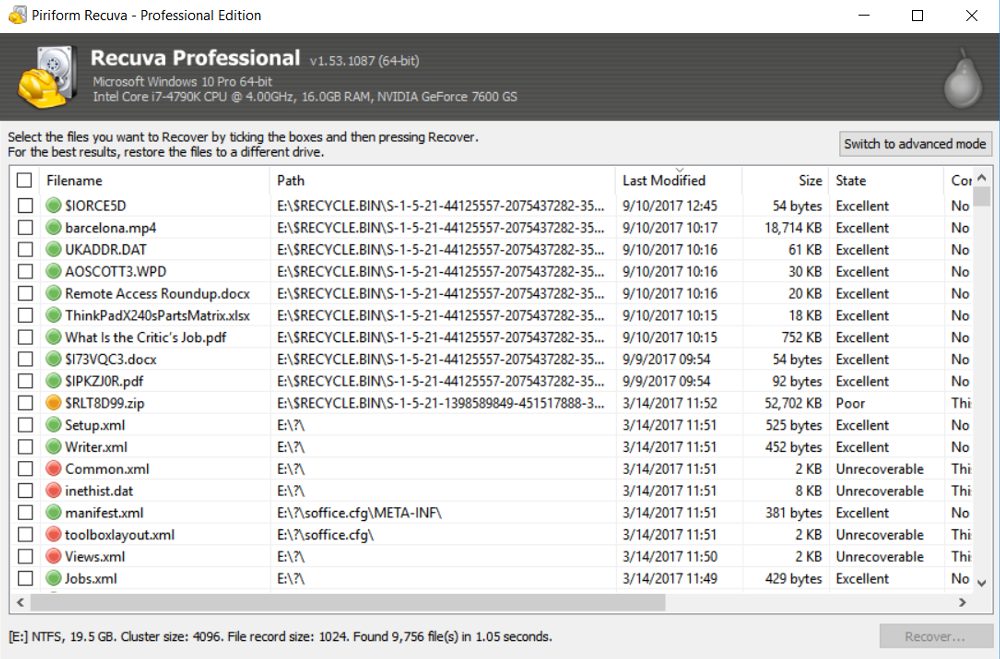 recuva free data recovery software