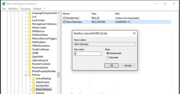 trova il file allow telemtry