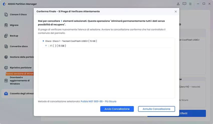 continua a cancellare il disco